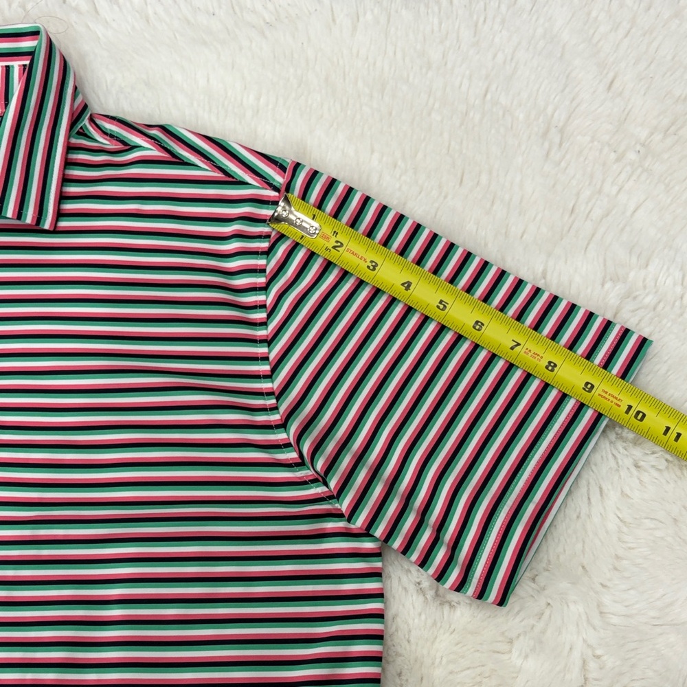 Foot Joy ,Men's Golf Striped Polo Shirt - Black,Pink,Green, Size L - Picture 13 of 15